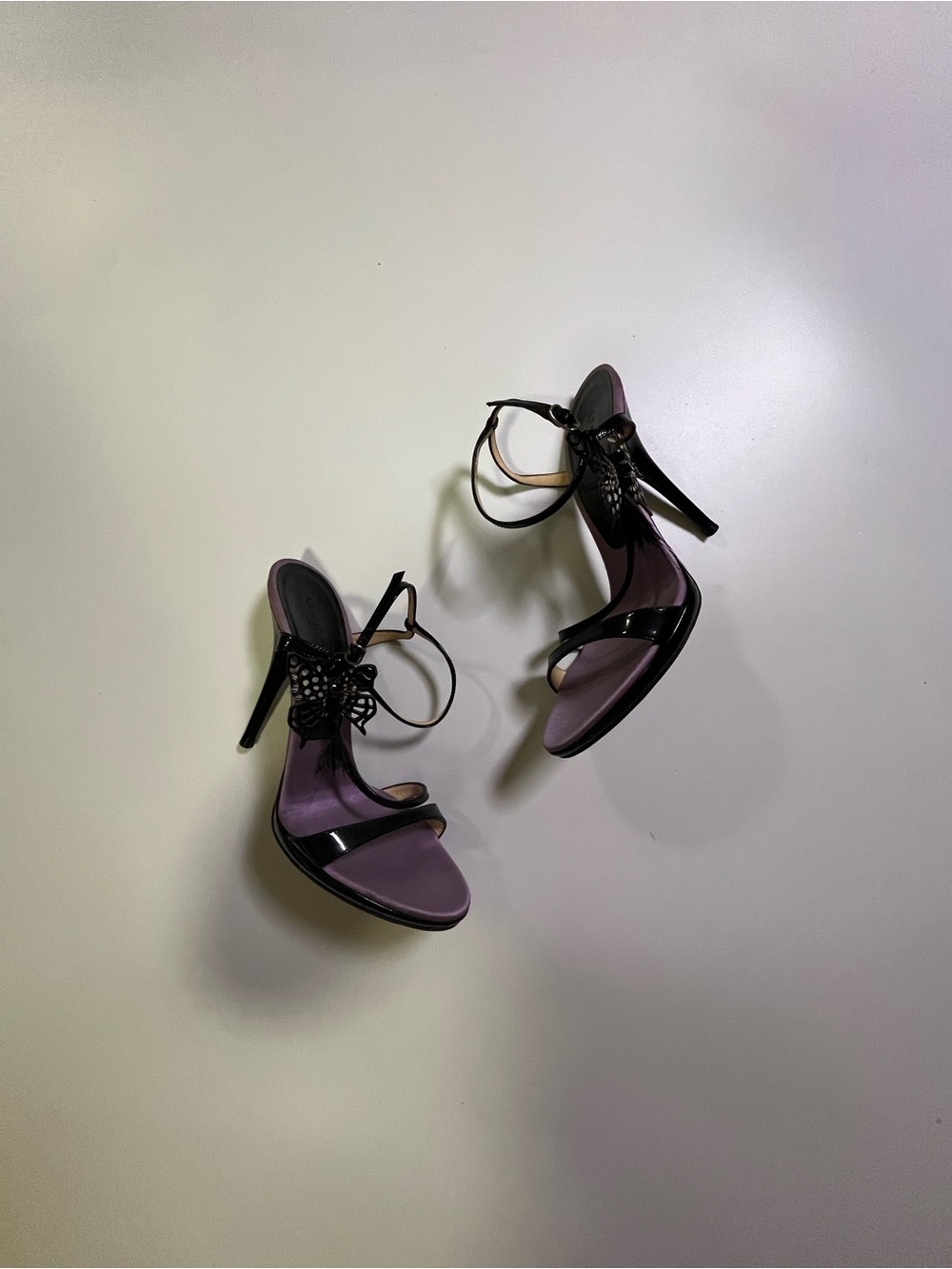 vintage casadei purple butterfly heels